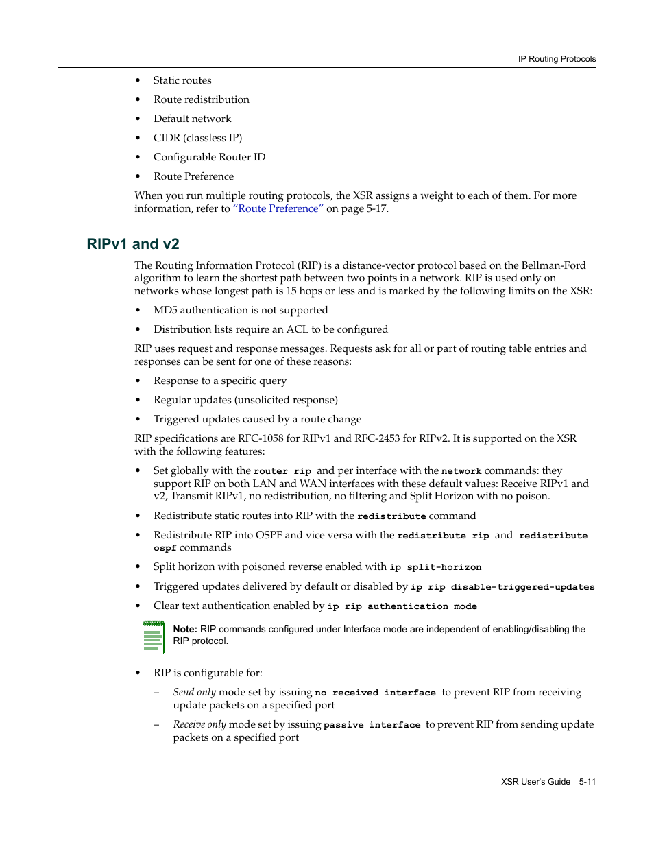 Ripv1 and v2, Ripv1 and v2 -11 | Enterasys Networks Security Router X-PeditionTM User Manual | Page 113 / 466
