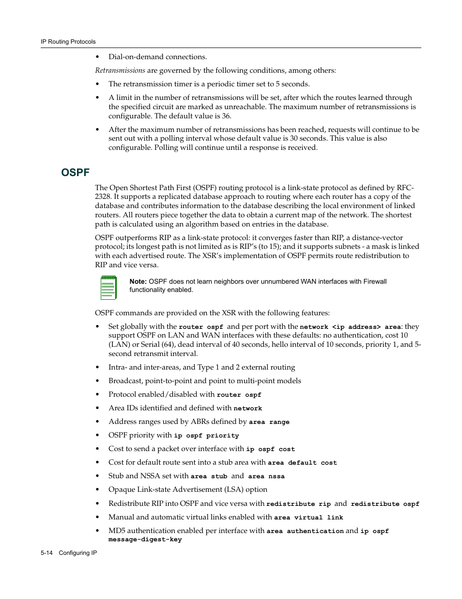 Ospf, Ospf -14 | Enterasys Networks Security Router X-PeditionTM User Manual | Page 116 / 466