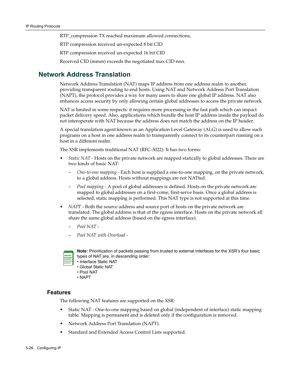 Network address translation, Features, Network address translation -26 | Features -26 | Enterasys Networks Security Router X-PeditionTM User Manual | Page 128 / 466