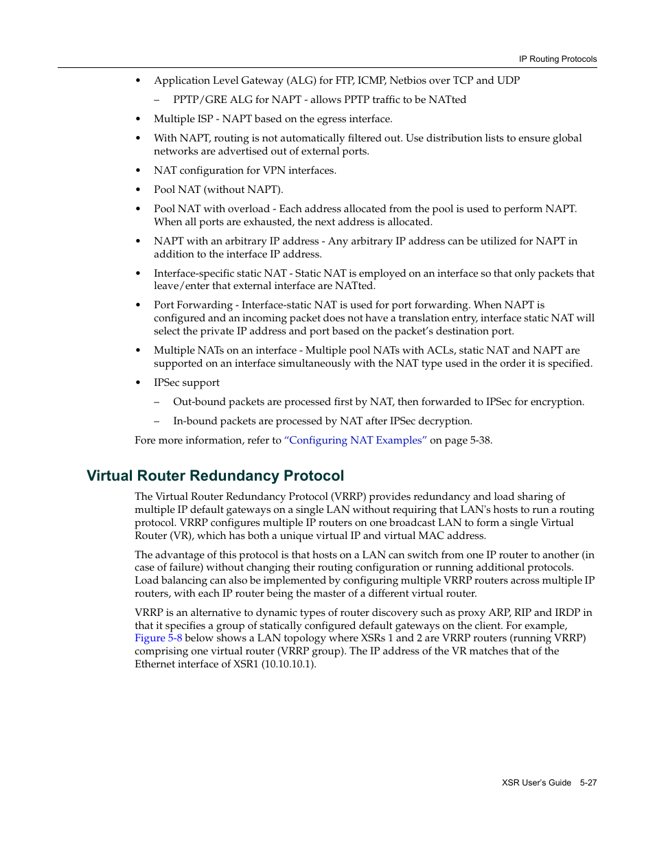 Virtual router redundancy protocol, Virtual router redundancy protocol -27 | Enterasys Networks Security Router X-PeditionTM User Manual | Page 129 / 466