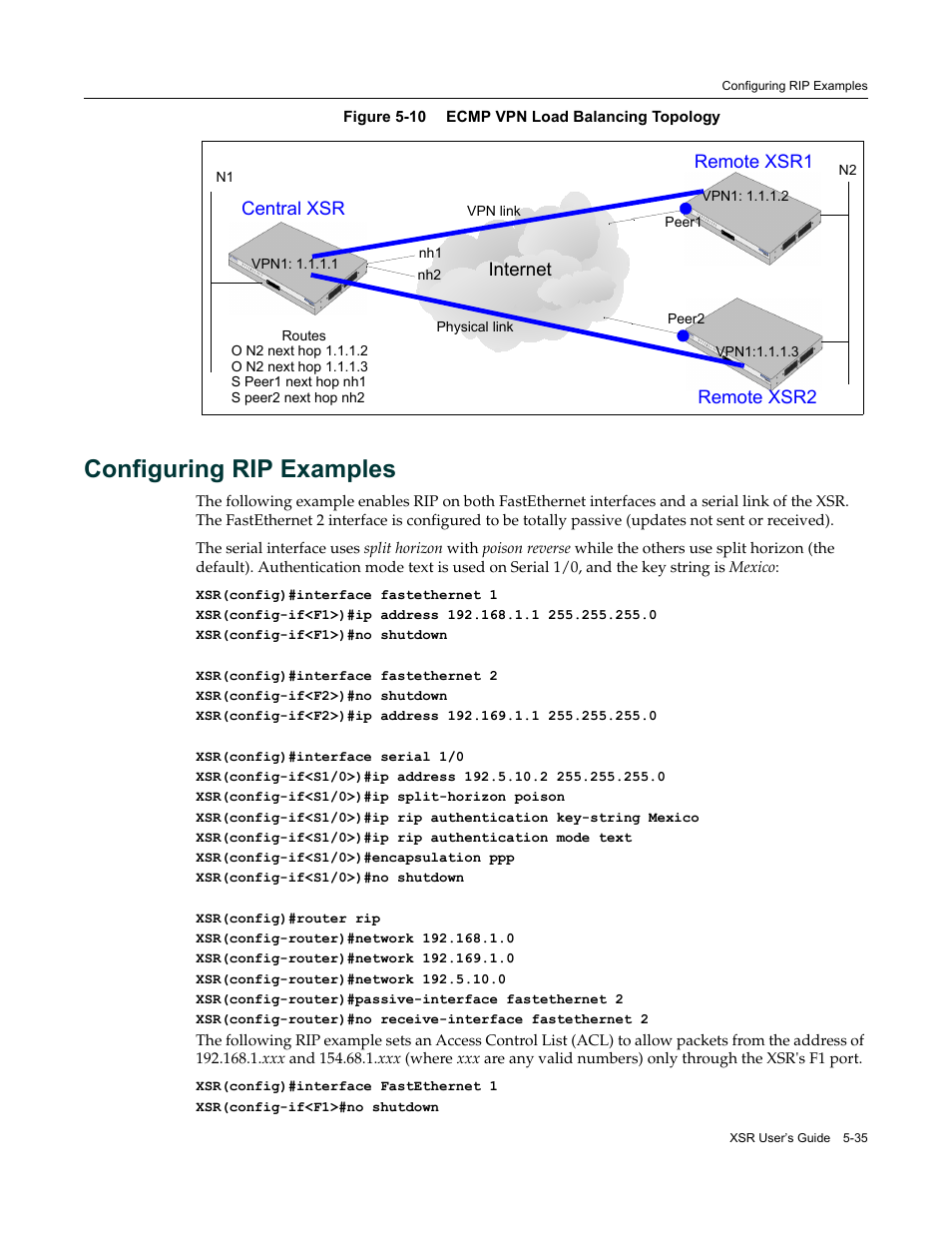 Configuring rip examples, Configuring rip examples -35 | Enterasys Networks Security Router X-PeditionTM User Manual | Page 137 / 466