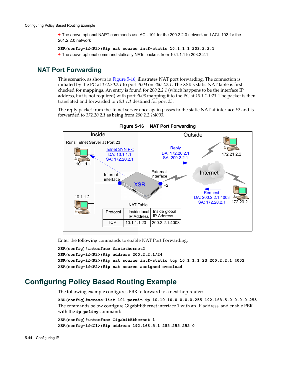 Nat port forwarding, Configuring policy based routing example, Nat port forwarding -44 | Configuring policy based routing example -44 | Enterasys Networks Security Router X-PeditionTM User Manual | Page 146 / 466