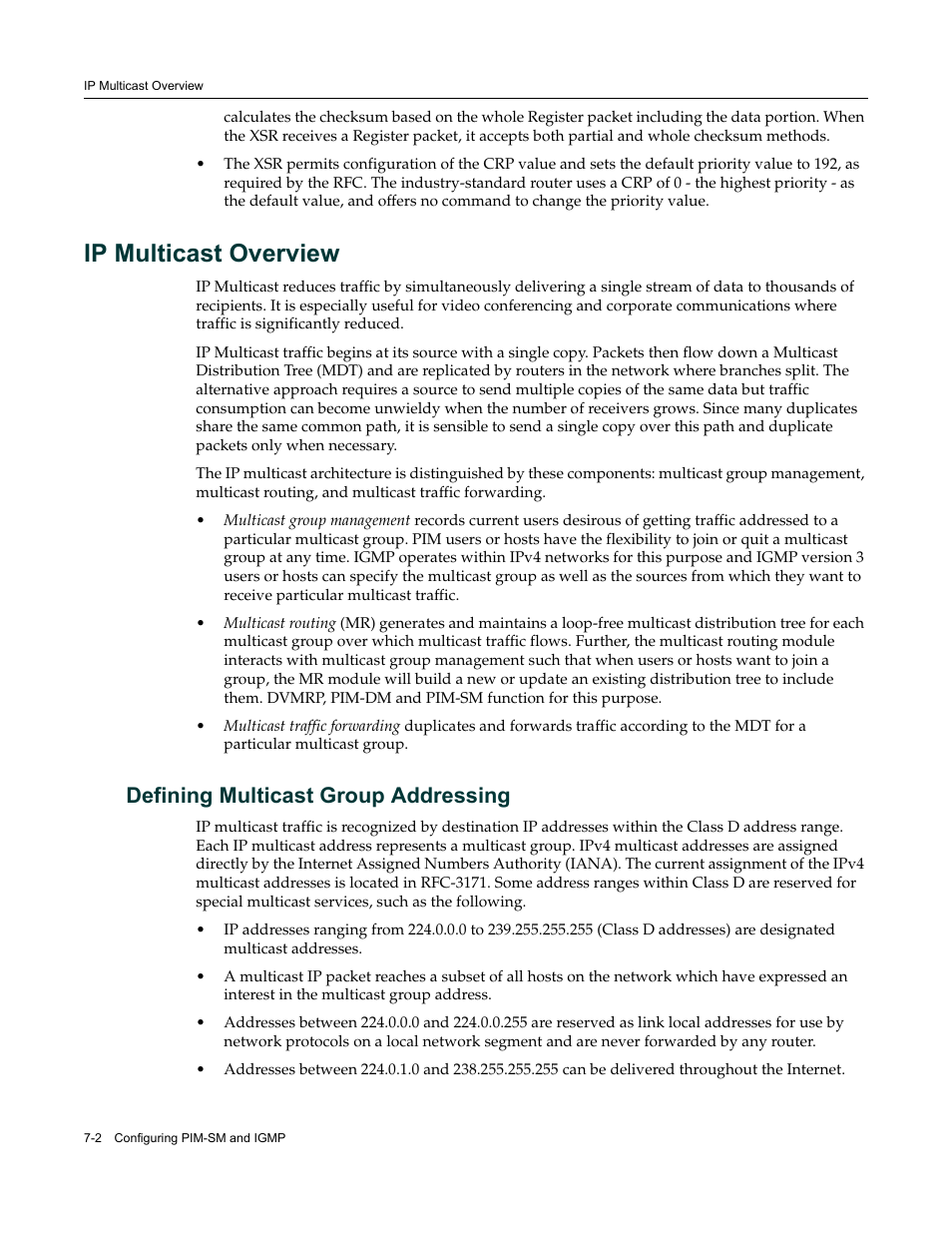 Ip multicast overview, Defining multicast group addressing, Ip multicast overview -2 | Defining multicast group addressing -2 | Enterasys Networks Security Router X-PeditionTM User Manual | Page 178 / 466