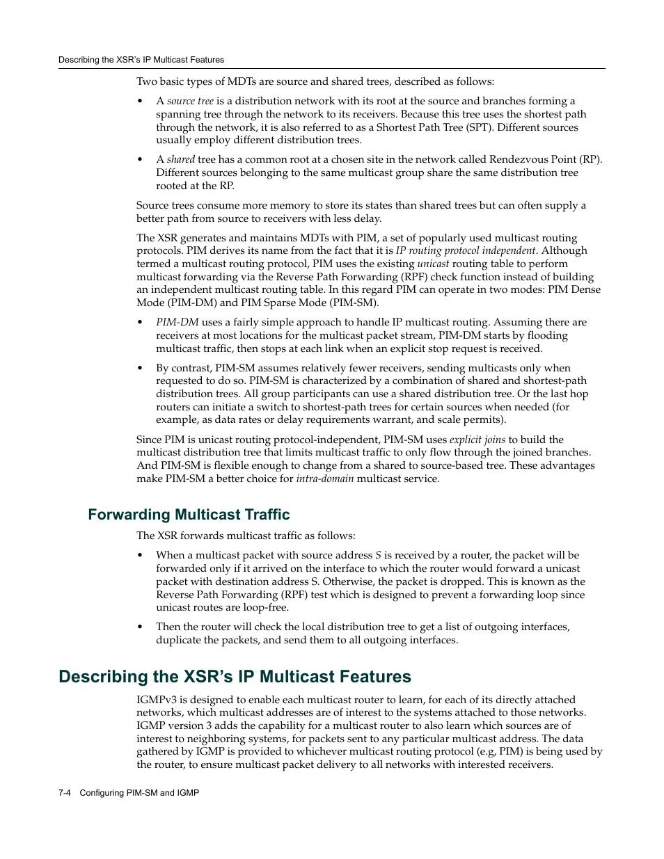 Forwarding multicast traffic, Describing the xsr’s ip multicast features, Forwarding multicast traffic -4 | Describing the xsr’s ip multicast features -4 | Enterasys Networks Security Router X-PeditionTM User Manual | Page 180 / 466