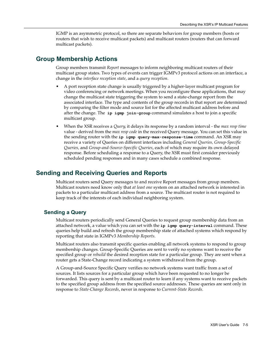 Group membership actions, Sending and receiving queries and reports, Sending a query | Sending a query -5 | Enterasys Networks Security Router X-PeditionTM User Manual | Page 181 / 466