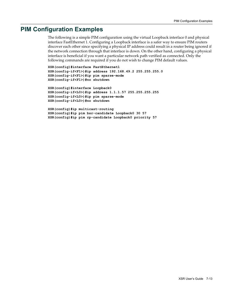 Pim configuration examples, Pim configuration examples -13 | Enterasys Networks Security Router X-PeditionTM User Manual | Page 189 / 466