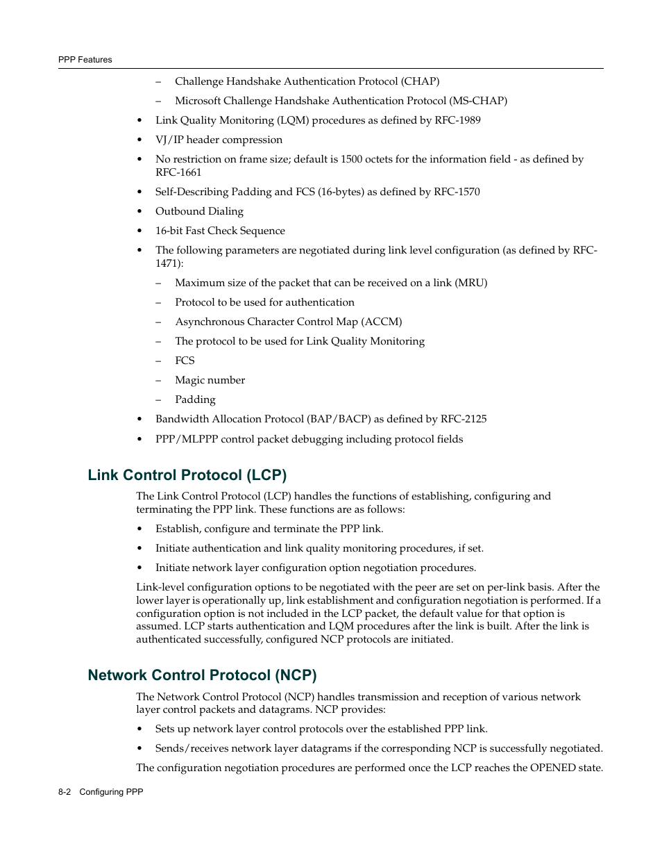 Link control protocol (lcp), Network control protocol (ncp) | Enterasys Networks Security Router X-PeditionTM User Manual | Page 192 / 466