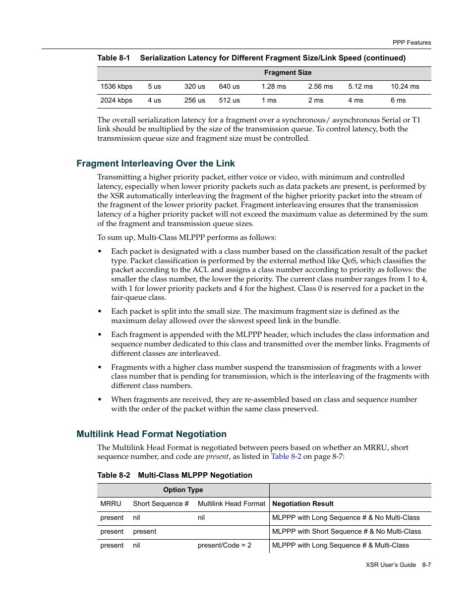 Fragment interleaving over the link, Multilink head format negotiation | Enterasys Networks Security Router X-PeditionTM User Manual | Page 197 / 466