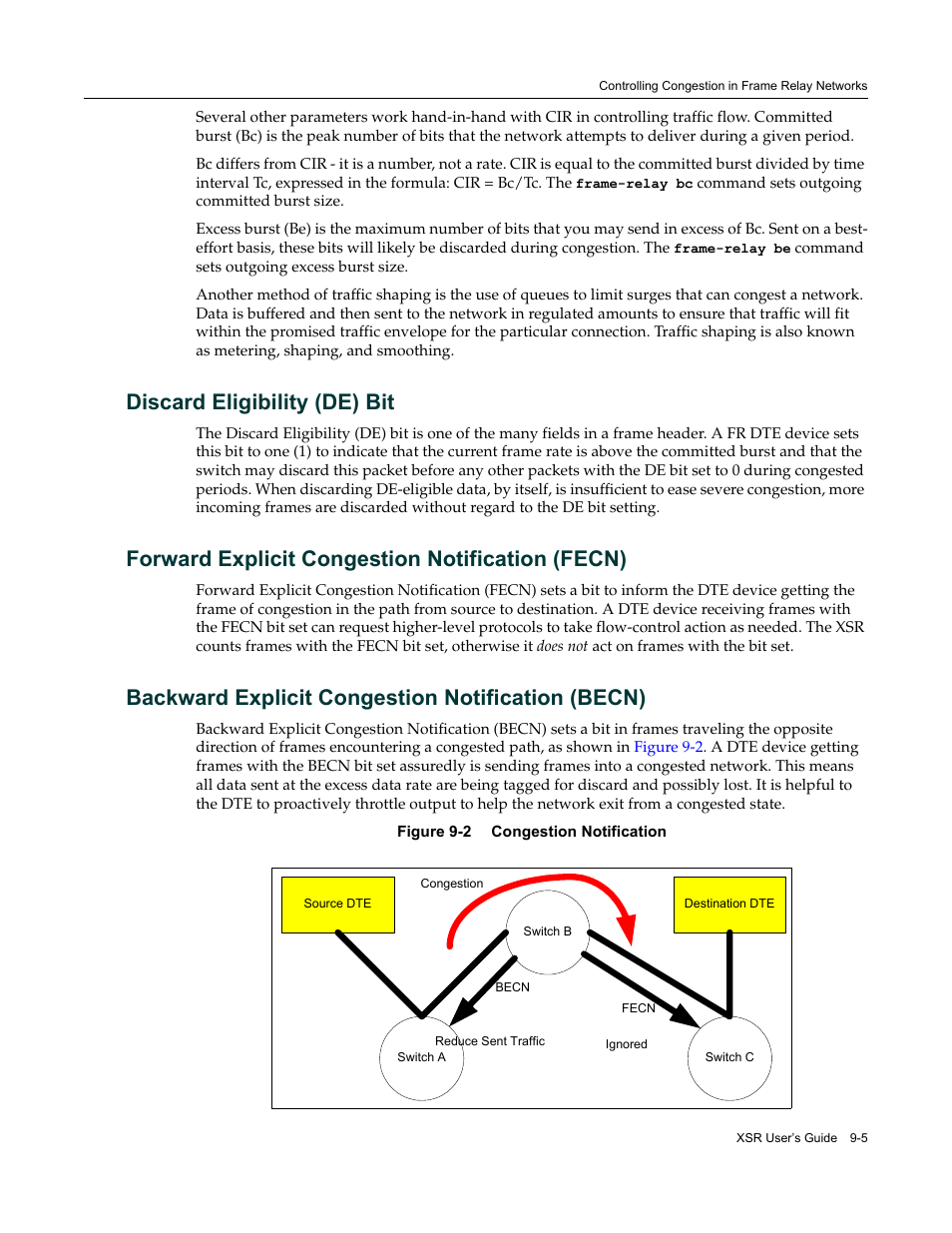 Discard eligibility (de) bit, Forward explicit congestion notification (fecn), Backward explicit congestion notification (becn) | Enterasys Networks Security Router X-PeditionTM User Manual | Page 213 / 466