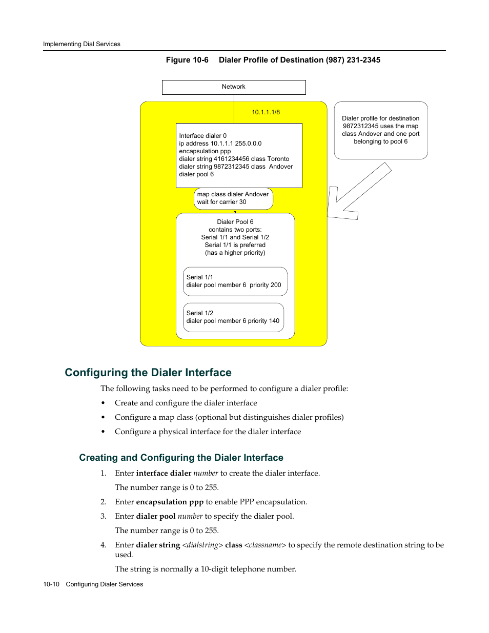 Configuring the dialer interface, Creating and configuring the dialer interface, Configuring the dialer interface -10 | Creating and configuring the dialer interface -10, Figure 10-6 | Enterasys Networks Security Router X-PeditionTM User Manual | Page 232 / 466