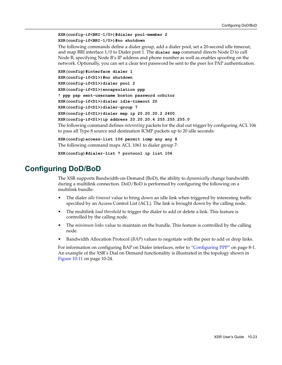Configuring dod/bod, Configuring dod/bod -23 | Enterasys Networks Security Router X-PeditionTM User Manual | Page 245 / 466