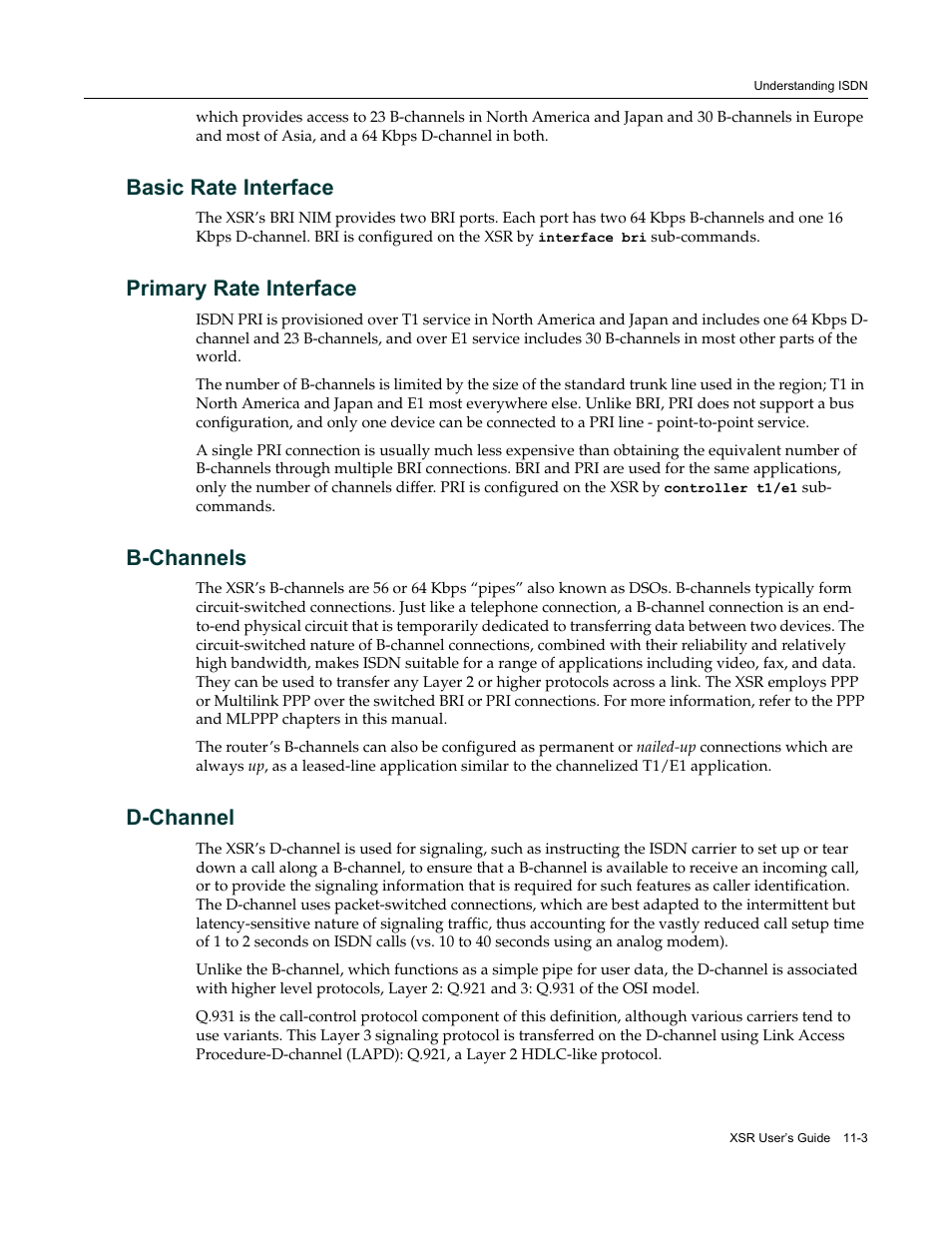 Basic rate interface, Primary rate interface, B-channels | D-channel | Enterasys Networks Security Router X-PeditionTM User Manual | Page 267 / 466
