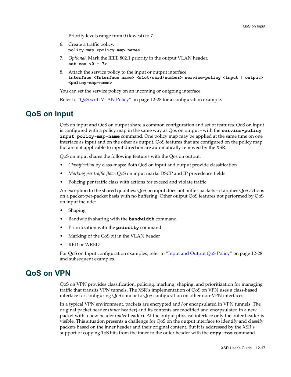 Qos on input, Qos on vpn, Qos on input -17 qos on vpn -17 | Enterasys Networks Security Router X-PeditionTM User Manual | Page 299 / 466