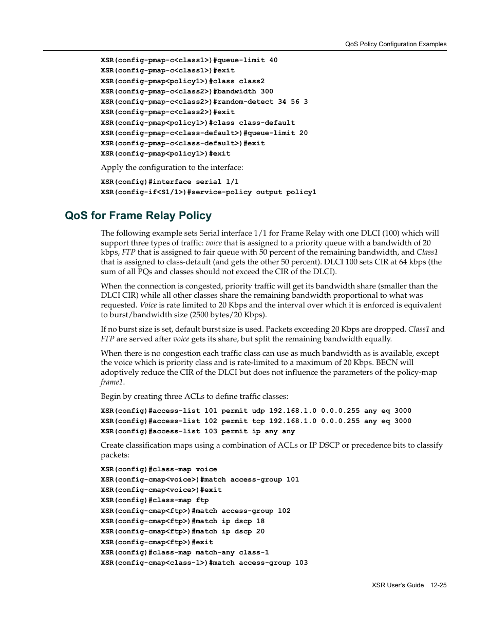 Qos for frame relay policy, Qos for frame relay policy -25 | Enterasys Networks Security Router X-PeditionTM User Manual | Page 307 / 466