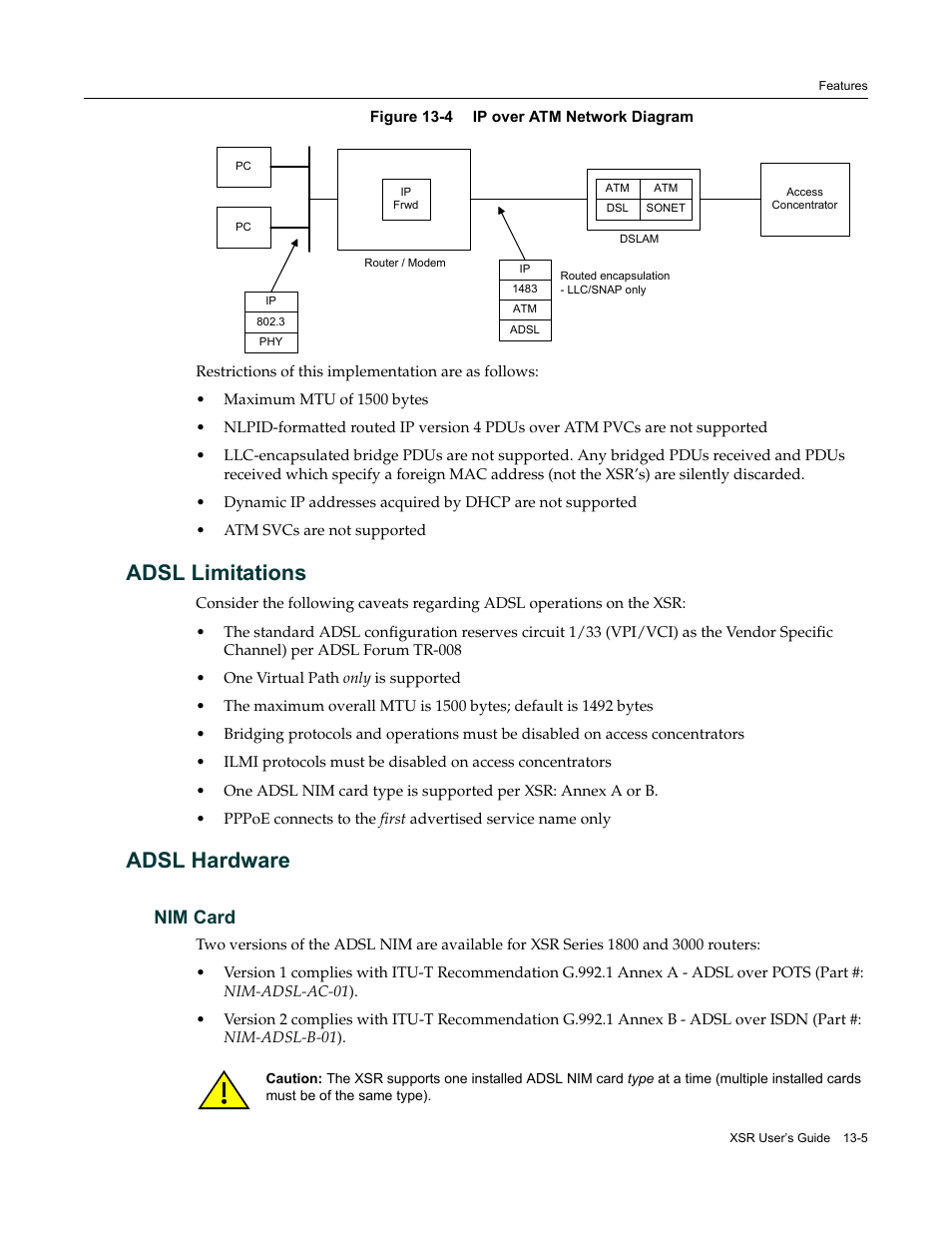 Adsl limitations, Adsl hardware, Nim card | Adsl limitations -5, Adsl hardware -5, Nim card -5 | Enterasys Networks Security Router X-PeditionTM User Manual | Page 317 / 466