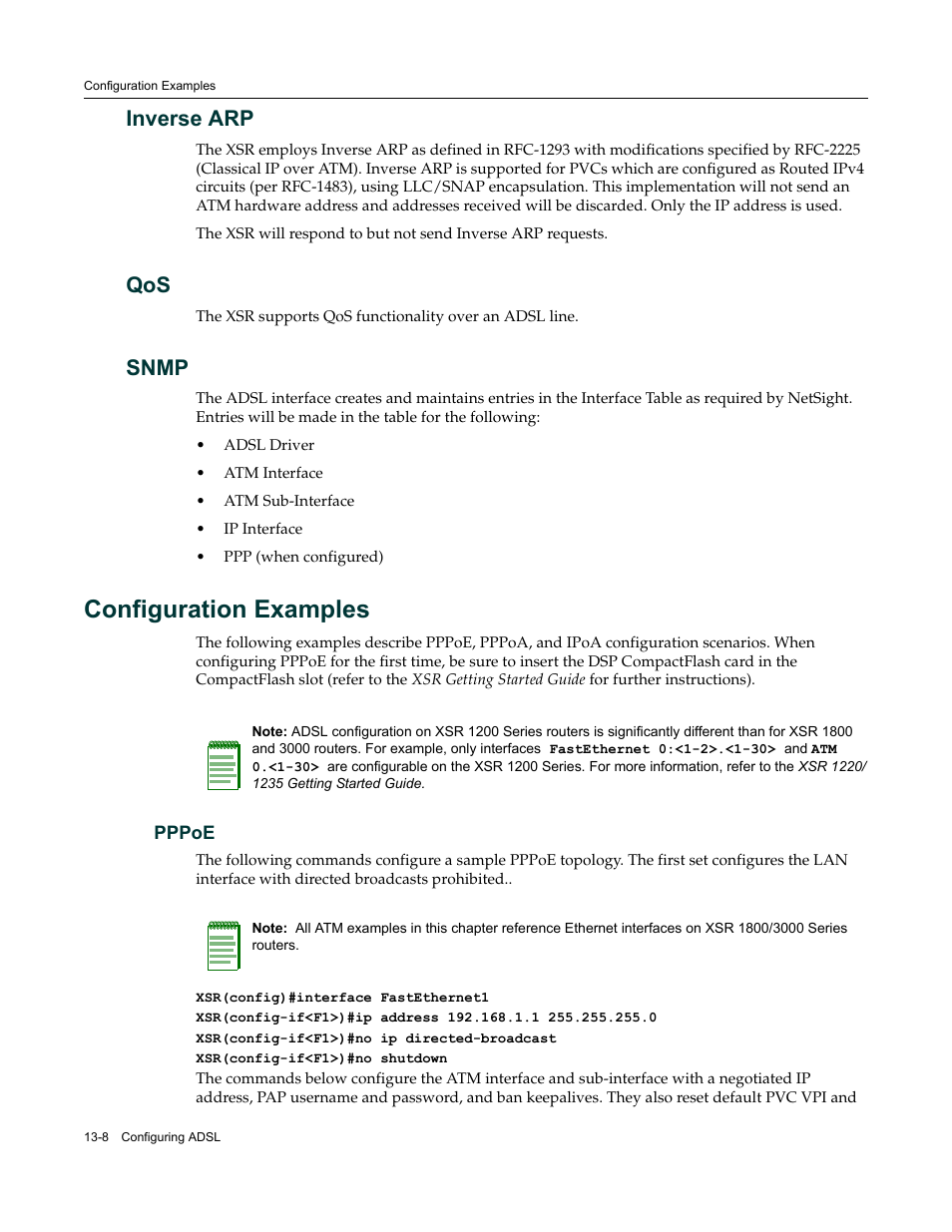 Inverse arp, Snmp, Configuration examples | Pppoe, Inverse arp -8 qos -8 snmp -8, Configuration examples -8, Pppoe -8 | Enterasys Networks Security Router X-PeditionTM User Manual | Page 320 / 466