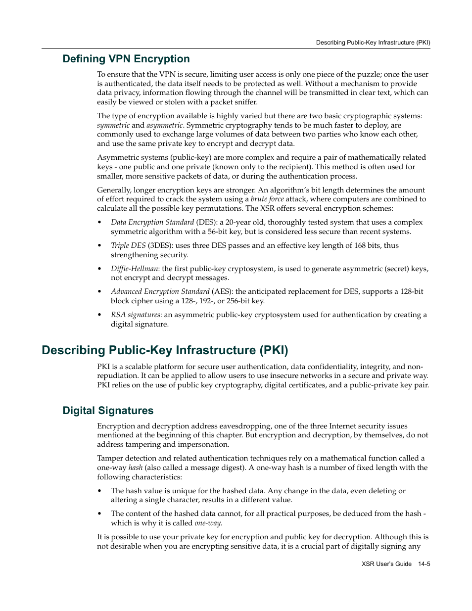 Defining vpn encryption, Describing public-key infrastructure (pki), Digital signatures | Defining vpn encryption -5, Describing public-key infrastructure (pki) -5, Digital signatures -5 | Enterasys Networks Security Router X-PeditionTM User Manual | Page 327 / 466