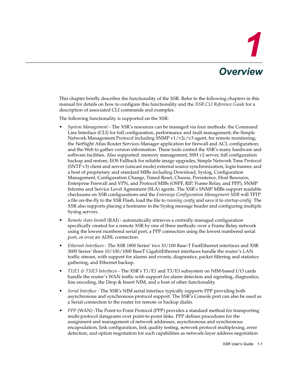 Overview, Chapter 1: overview | Enterasys Networks Security Router X-PeditionTM User Manual | Page 33 / 466