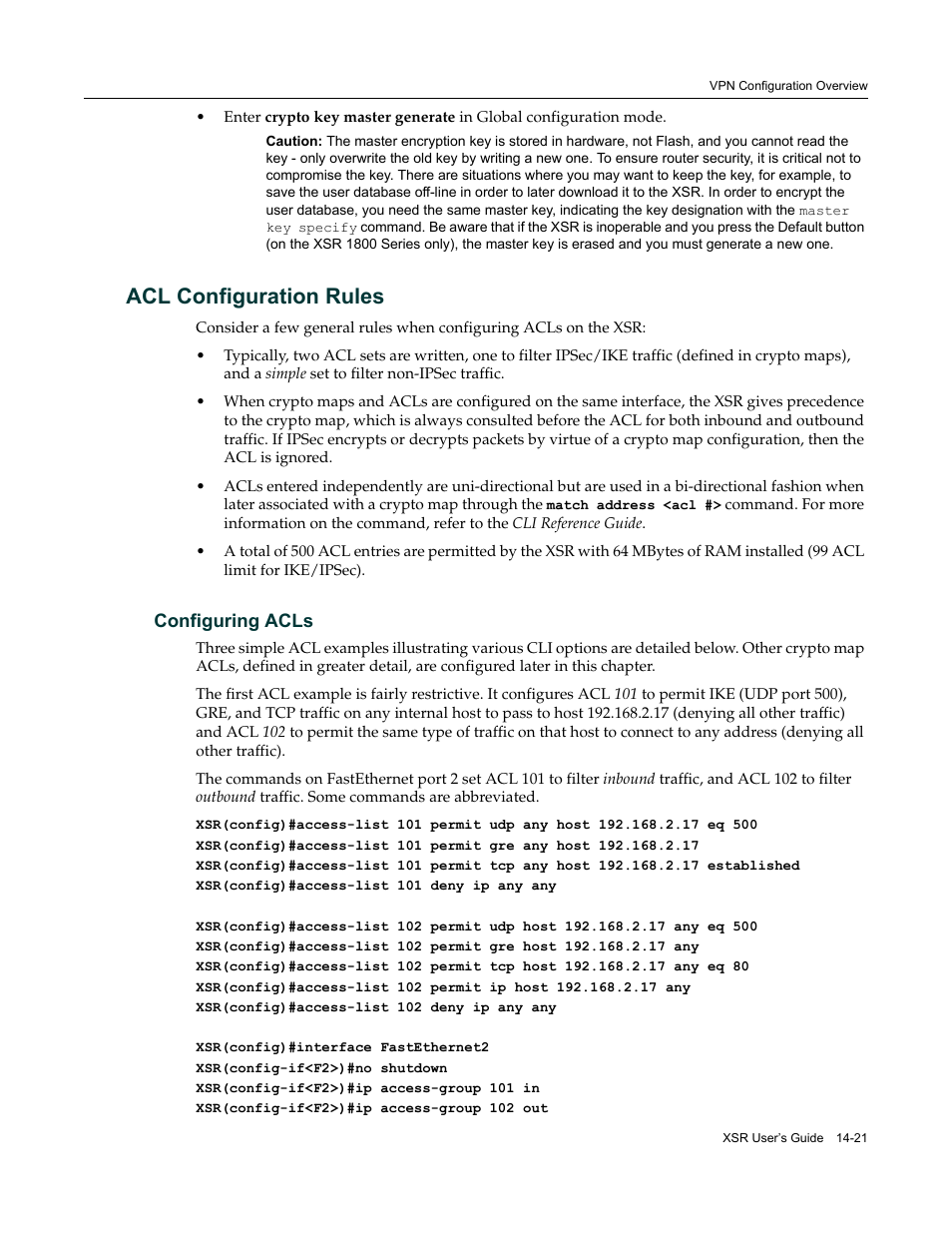 Acl configuration rules, Configuring acls, Acl configuration rules -21 | Configuring acls -21 | Enterasys Networks Security Router X-PeditionTM User Manual | Page 343 / 466