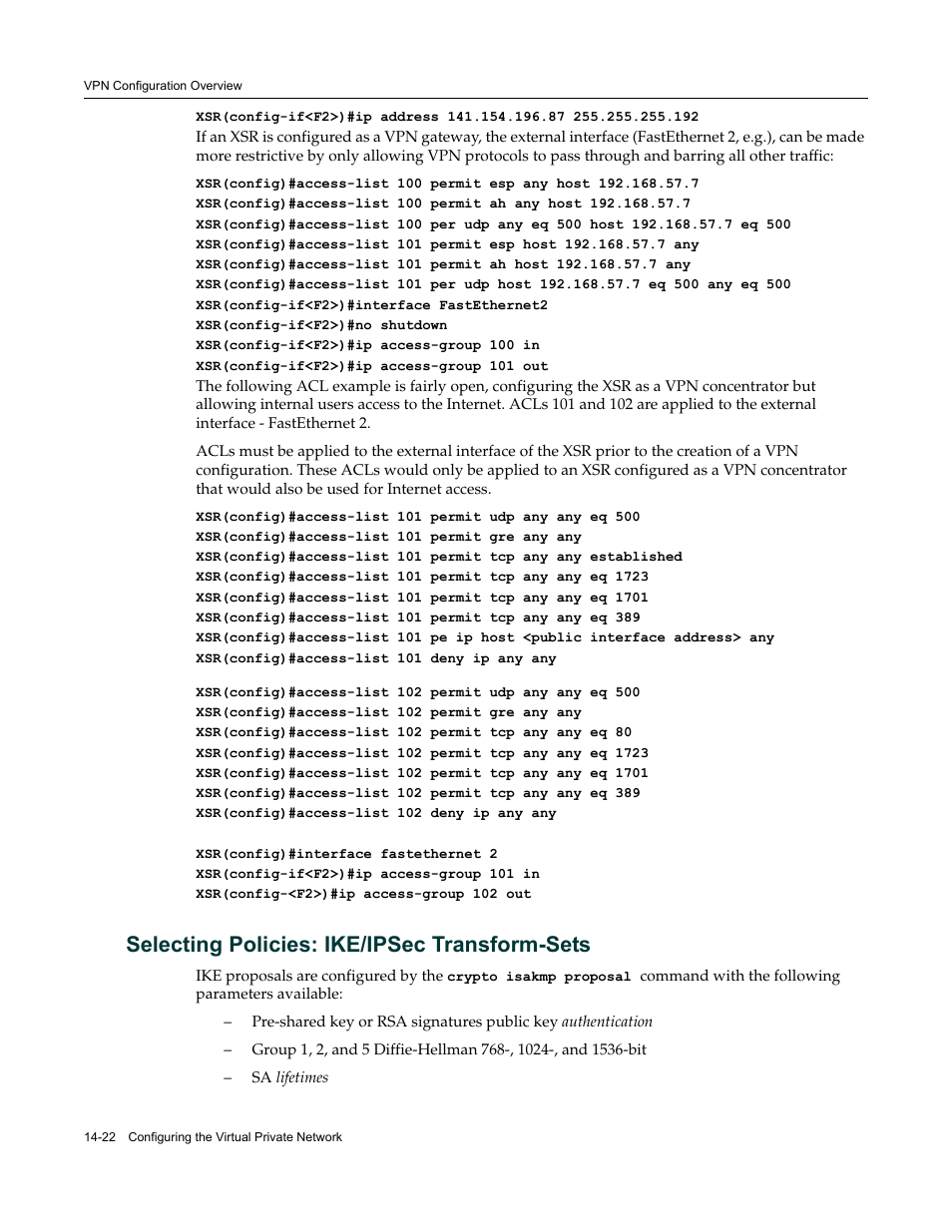 Selecting policies: ike/ipsec transform-sets, Selecting policies: ike/ipsec transform-sets -22 | Enterasys Networks Security Router X-PeditionTM User Manual | Page 344 / 466