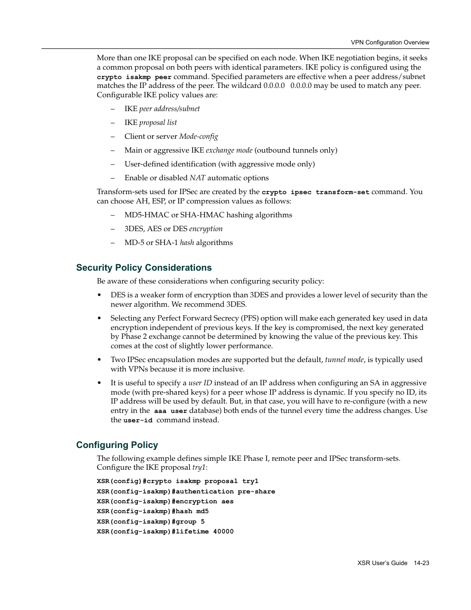 Security policy considerations, Configuring policy | Enterasys Networks Security Router X-PeditionTM User Manual | Page 345 / 466