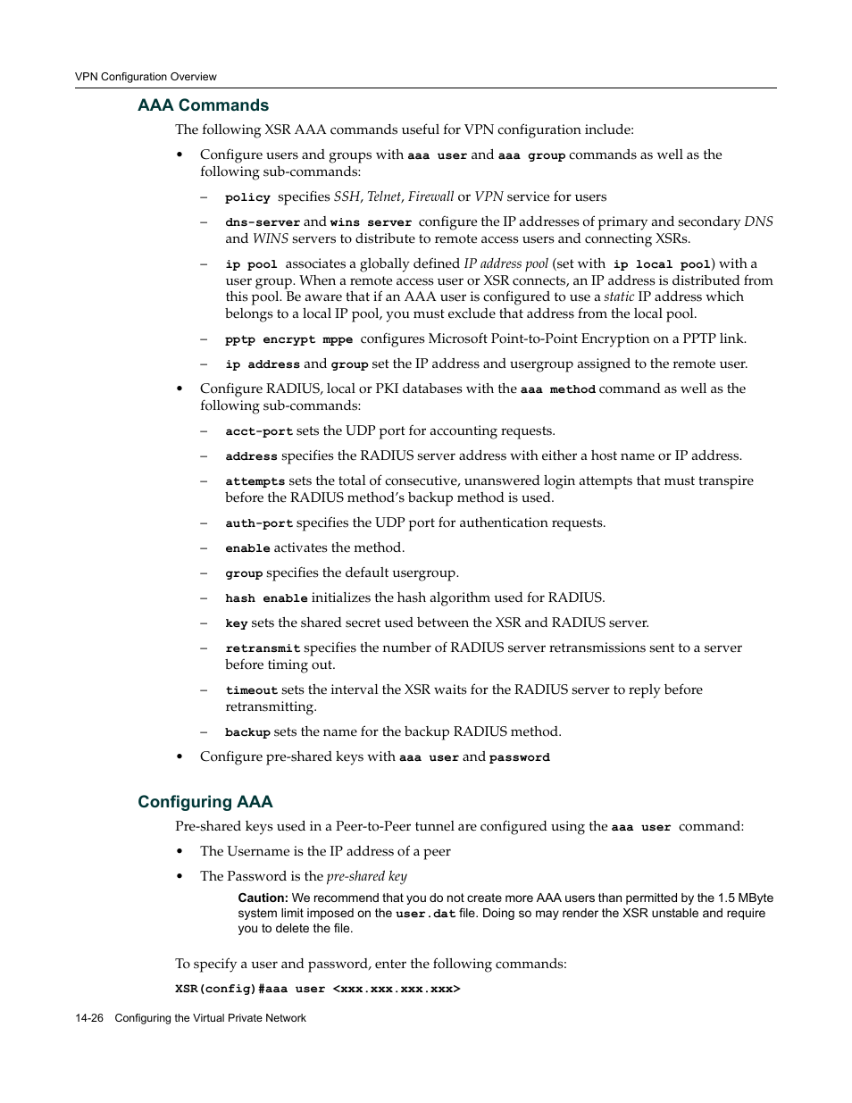 Aaa commands, Configuring aaa, Aaa commands -26 configuring aaa -26 | Enterasys Networks Security Router X-PeditionTM User Manual | Page 348 / 466