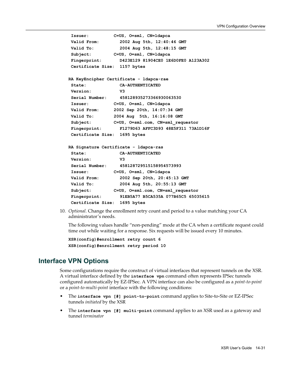 Interface vpn options, Interface vpn options -31 | Enterasys Networks Security Router X-PeditionTM User Manual | Page 353 / 466