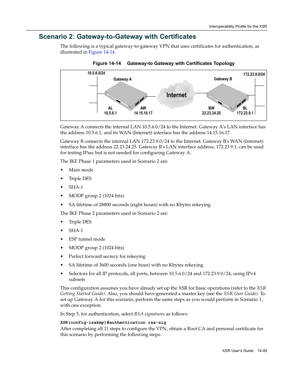 Scenario 2: gateway-to-gateway with certificates, Internet | Enterasys Networks Security Router X-PeditionTM User Manual | Page 371 / 466