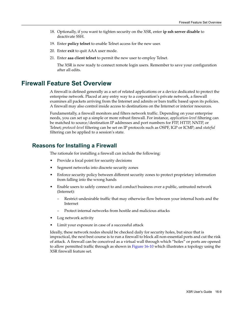 Firewall feature set overview, Reasons for installing a firewall, Firewall feature set overview -9 | Reasons for installing a firewall -9 | Enterasys Networks Security Router X-PeditionTM User Manual | Page 395 / 466