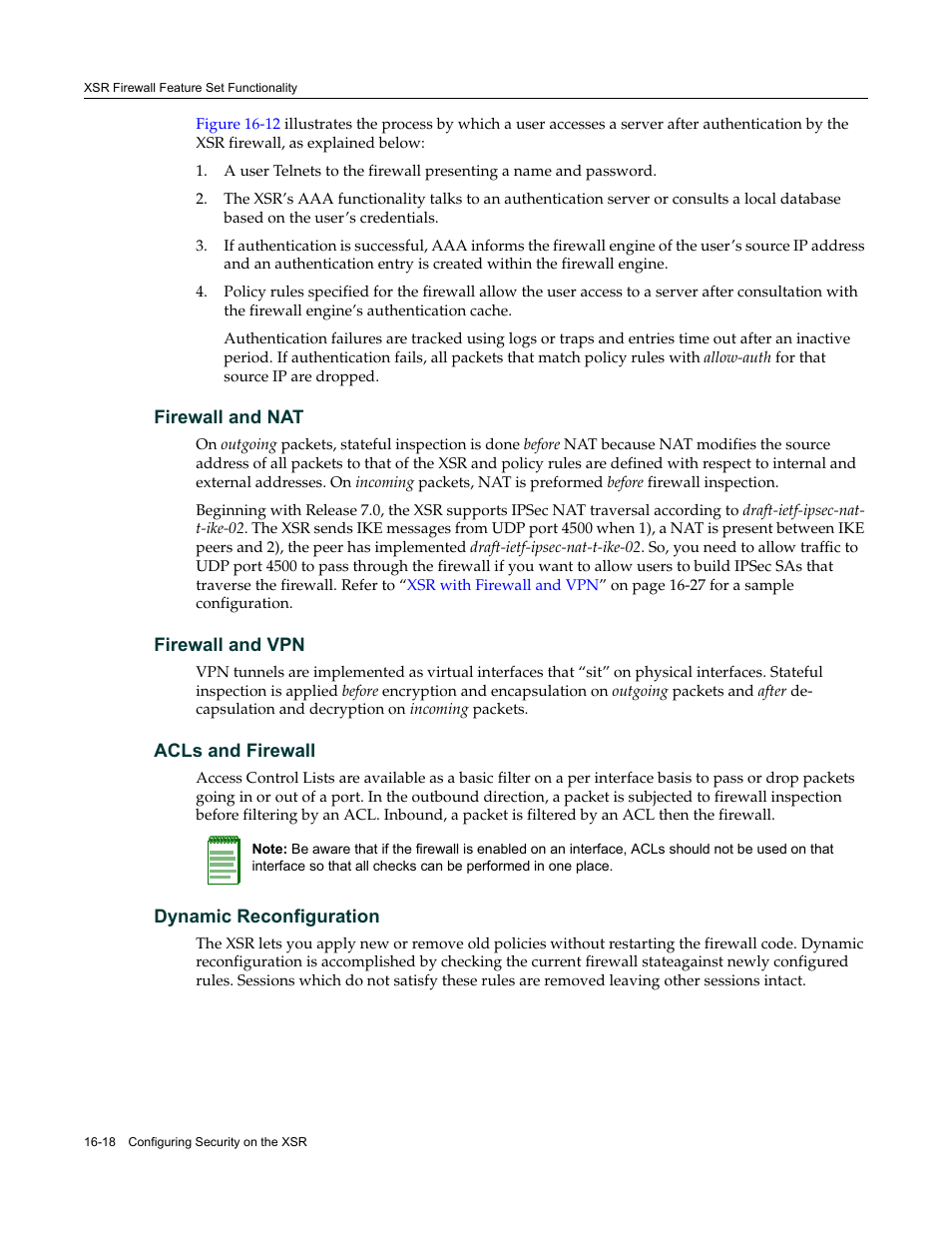 Firewall and nat, Firewall and vpn, Acls and firewall | Dynamic reconfiguration | Enterasys Networks Security Router X-PeditionTM User Manual | Page 404 / 466