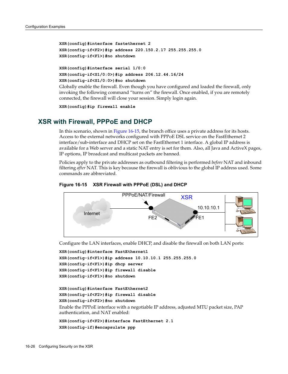 Xsr with firewall, pppoe and dhcp, Xsr with firewall, pppoe and dhcp -26 | Enterasys Networks Security Router X-PeditionTM User Manual | Page 412 / 466