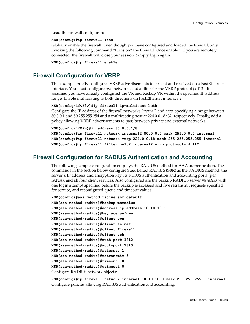 Firewall configuration for vrrp, Only (see, Firewall | Enterasys Networks Security Router X-PeditionTM User Manual | Page 419 / 466