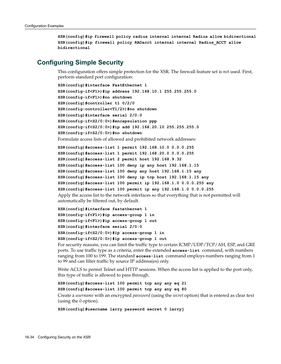 Configuring simple security, Configuring simple security -34 | Enterasys Networks Security Router X-PeditionTM User Manual | Page 420 / 466