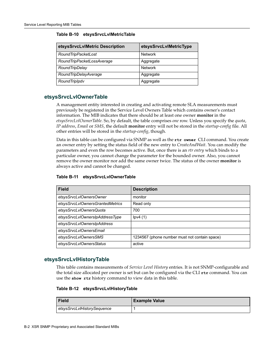 Etsyssrvclvlownertable, Etsyssrvclvlhistorytable | Enterasys Networks Security Router X-PeditionTM User Manual | Page 444 / 466