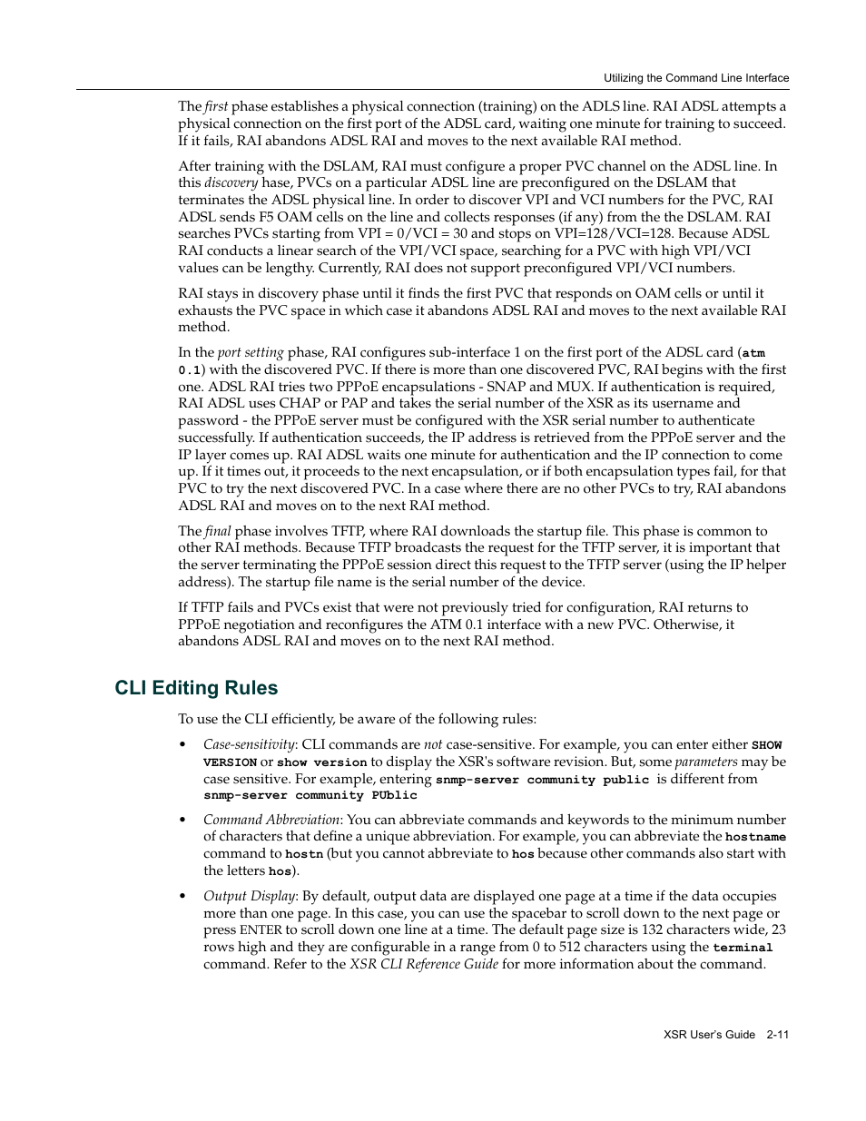 Cli editing rules, Cli editing rules -11 | Enterasys Networks Security Router X-PeditionTM User Manual | Page 47 / 466