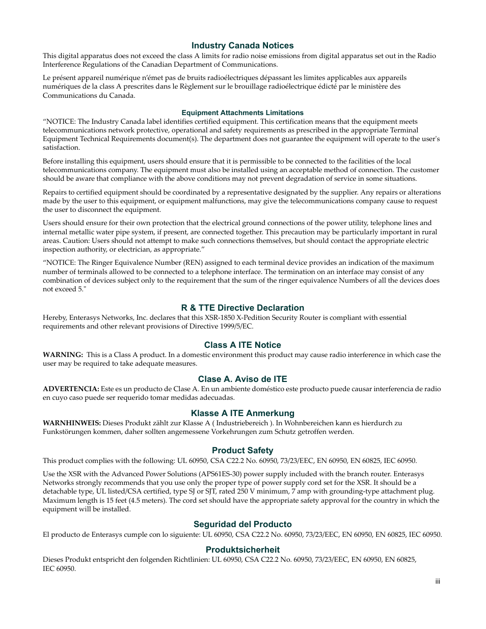 Enterasys Networks Security Router X-PeditionTM User Manual | Page 5 / 466