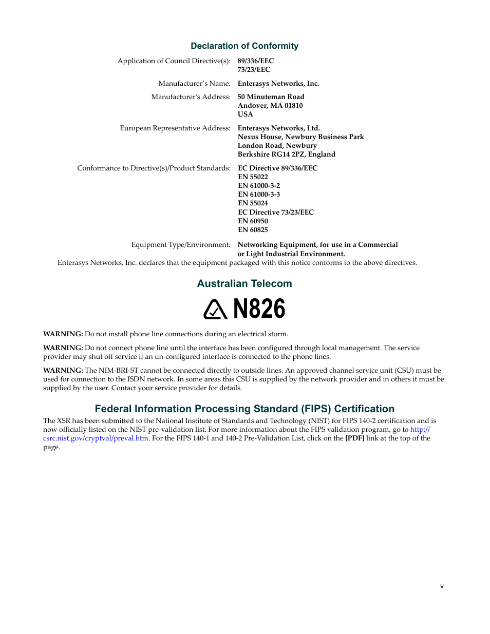 N826, Australian telecom | Enterasys Networks Security Router X-PeditionTM User Manual | Page 7 / 466