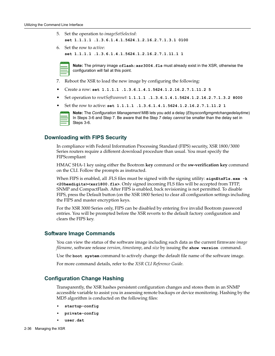 Downloading with fips security, Software image commands, Configuration change hashing | Enterasys Networks Security Router X-PeditionTM User Manual | Page 72 / 466