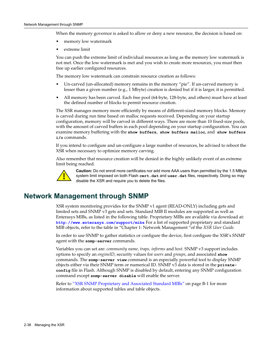 Network management through snmp, Network management through snmp -38 | Enterasys Networks Security Router X-PeditionTM User Manual | Page 74 / 466