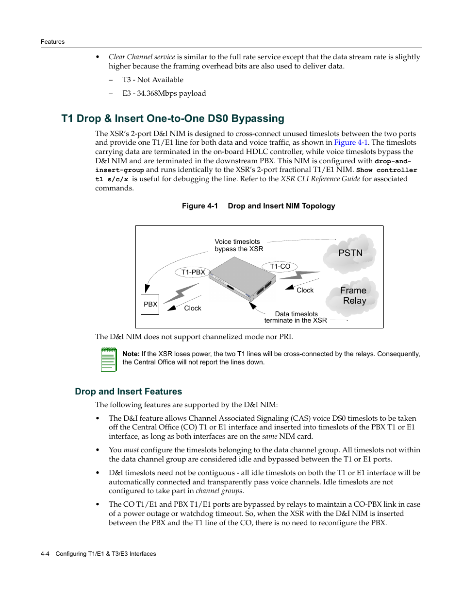 T1 drop & insert one-to-one ds0 bypassing, Drop and insert features, T1 drop & insert one-to-one ds0 bypassing -4 | Drop and insert features -4 | Enterasys Networks Security Router X-PeditionTM User Manual | Page 92 / 466
