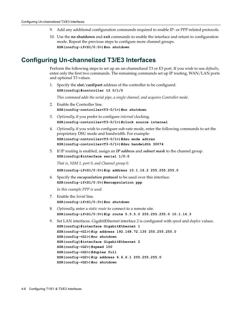 Configuring un-channelized t3/e3 interfaces, Configuring un-channelized t3/e3 interfaces -6 | Enterasys Networks Security Router X-PeditionTM User Manual | Page 94 / 466