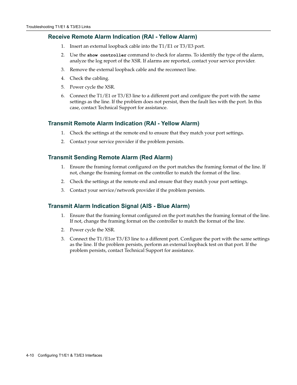 Transmit sending remote alarm (red alarm) | Enterasys Networks Security Router X-PeditionTM User Manual | Page 98 / 466