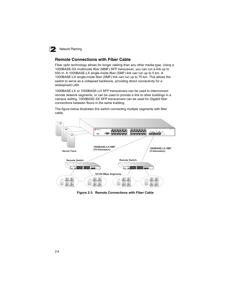 Remote connections with fiber cable, Figure 2-3 | Enterasys Networks V2H124-24P User Manual | Page 32 / 68