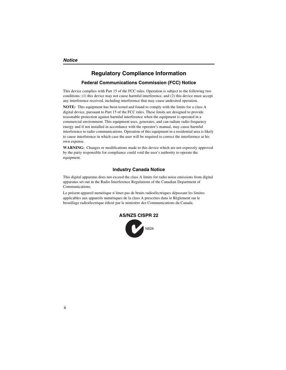 Regulatory compliance information | Enterasys Networks V2H124-24P User Manual | Page 4 / 68