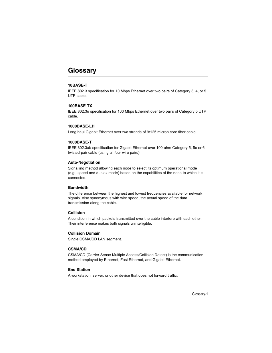 Glossary | Enterasys Networks V2H124-24P User Manual | Page 61 / 68