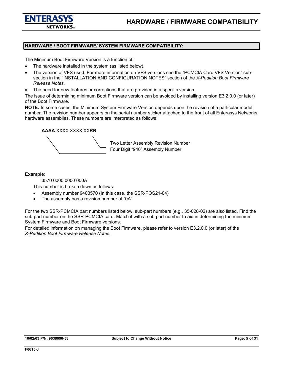 Hardware / firmware compatibility | Enterasys Networks X-PEDITION E9.1.7.0 User Manual | Page 5 / 31
