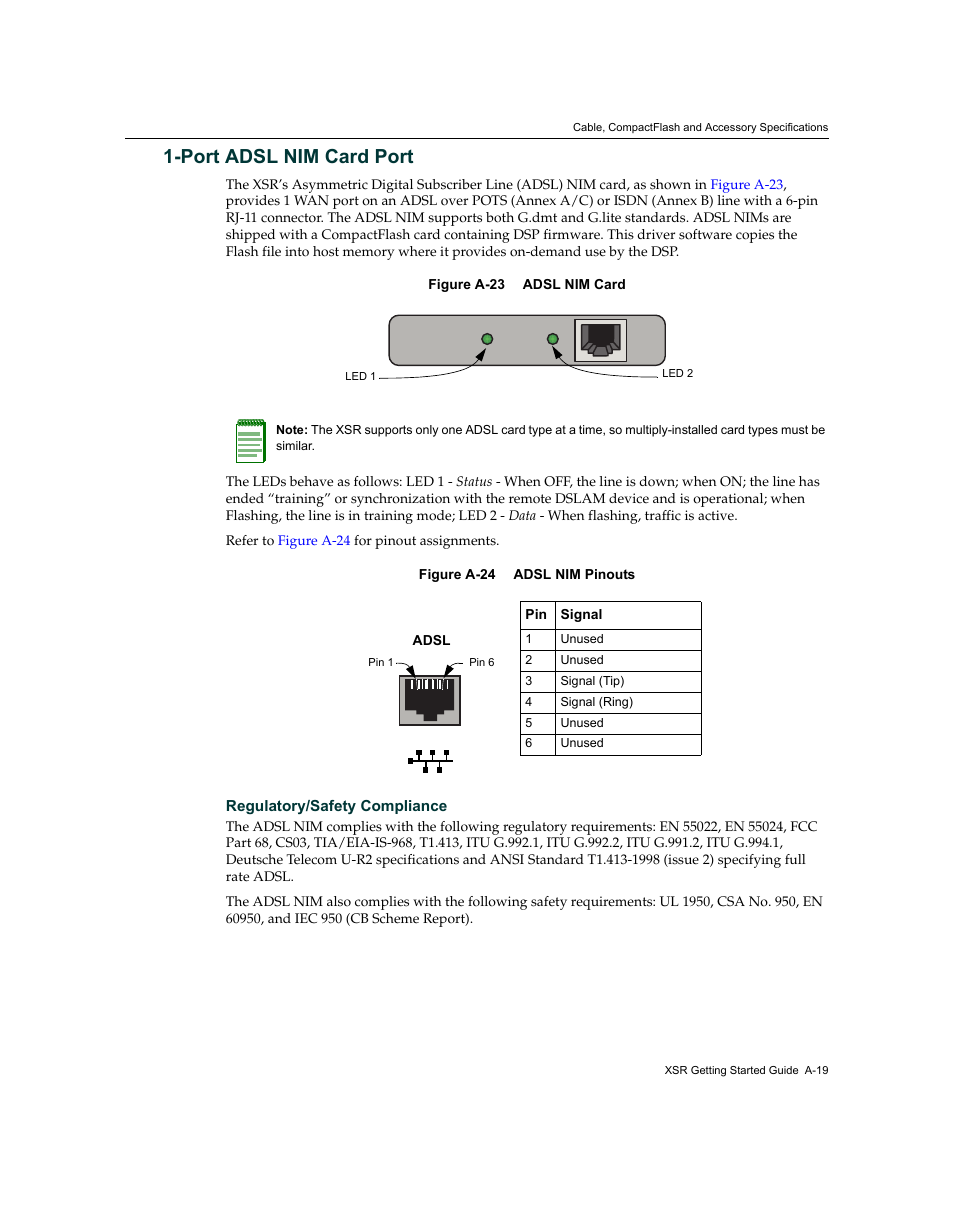 Port adsl nim card port | Enterasys Networks XSR-3150 User Manual | Page 105 / 110