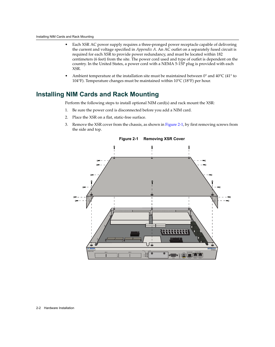 Installing nim cards and rack mounting, Installing nim cards and rack mounting -2, Security routers | Enterasys Networks XSR-3150 User Manual | Page 34 / 110