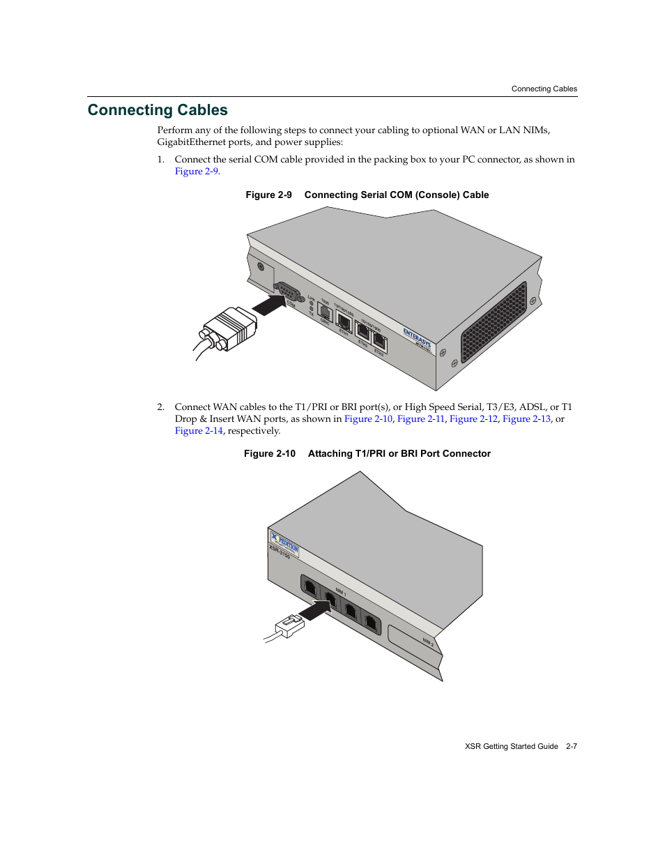 Connecting cables, Connecting cables -7 | Enterasys Networks XSR-3150 User Manual | Page 39 / 110