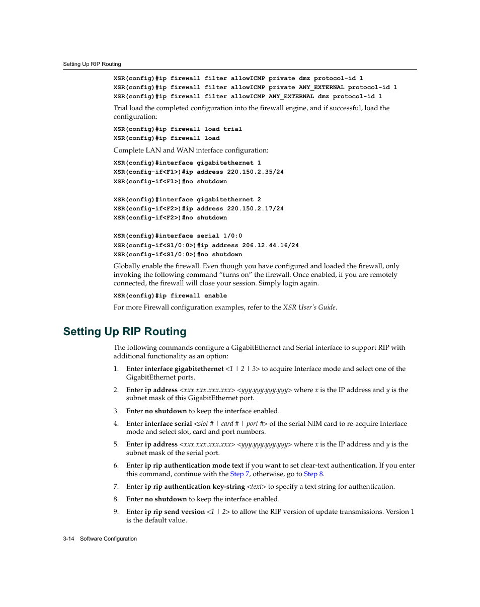 Setting up rip routing, Setting up rip routing -14 | Enterasys Networks XSR-3150 User Manual | Page 58 / 110